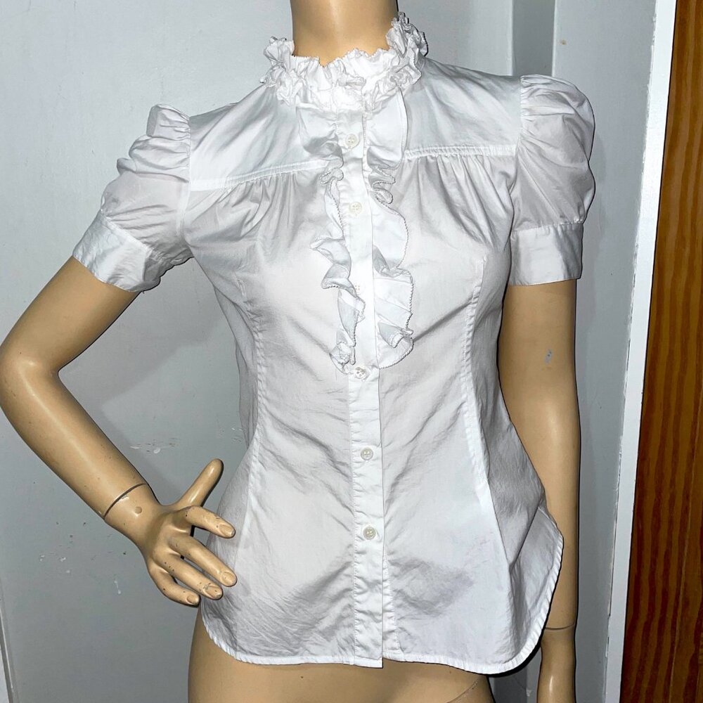 Diane Von Furstenberg Button Up Ruffle Blouse DVF